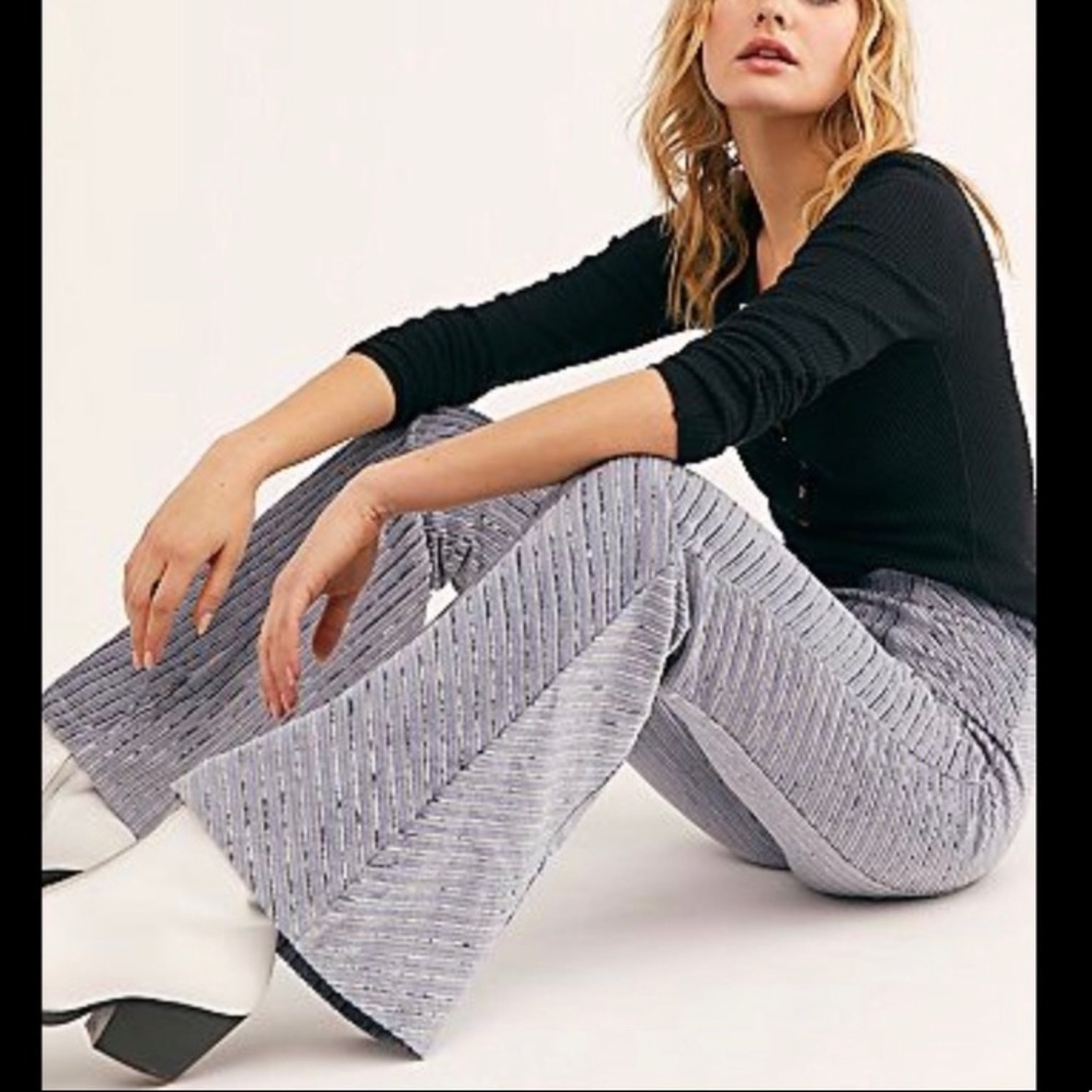 Free People ribbed Velvet Pull On Flare Pants